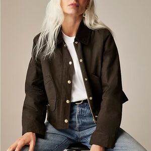 NWT J CREW Short Barn Jacket™ in English ripstop cotton in Mossy Brown